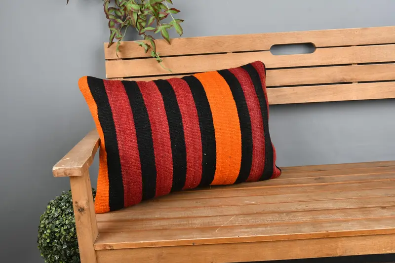 Interior Designer Pillow, Ethnic Pillow Sham, 16x24 Red Pillow Case, Aesthetic Pillow Case, Antique Pillows, Pillow Cover, Turkish Kilim Pillow - 1