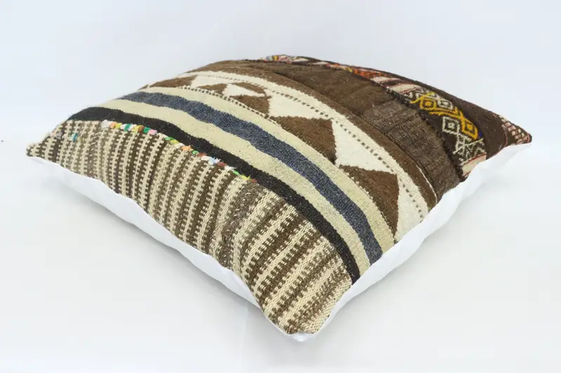 Rustic Cushion, Kilim Pillow, Chair Pillow Sham, Boho Throw Cushion, Pillow Cover, Pillow for Couch, 28x28 Brown Cushion Case, Pillow for Sofa - 6