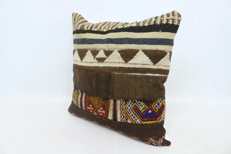 Rustic Cushion, Kilim Pillow, Chair Pillow Sham, Boho Throw Cushion, Pillow Cover, Pillow for Couch, 28x28 Brown Cushion Case, Pillow for Sofa - 4