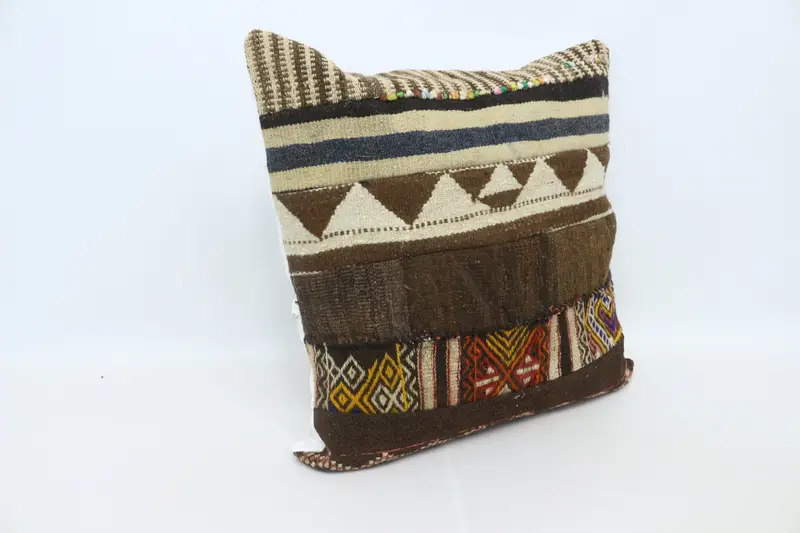 Rustic Cushion, Kilim Pillow, Chair Pillow Sham, Boho Throw Cushion, Pillow Cover, Pillow for Couch, 28x28 Brown Cushion Case, Pillow for Sofa - 3