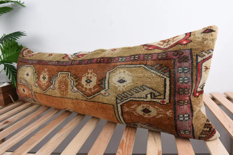 Turkish Pillow, Farmhouse Pillow, Pillow, Hippie Throw Cushion, Authentic Pillow Case, Gift Pillow, 16x48 Brown Cushion Cover, Vintage Pillow - 5