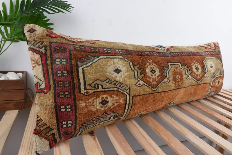 Turkish Pillow, Farmhouse Pillow, Pillow, Hippie Throw Cushion, Authentic Pillow Case, Gift Pillow, 16x48 Brown Cushion Cover, Vintage Pillow - 4