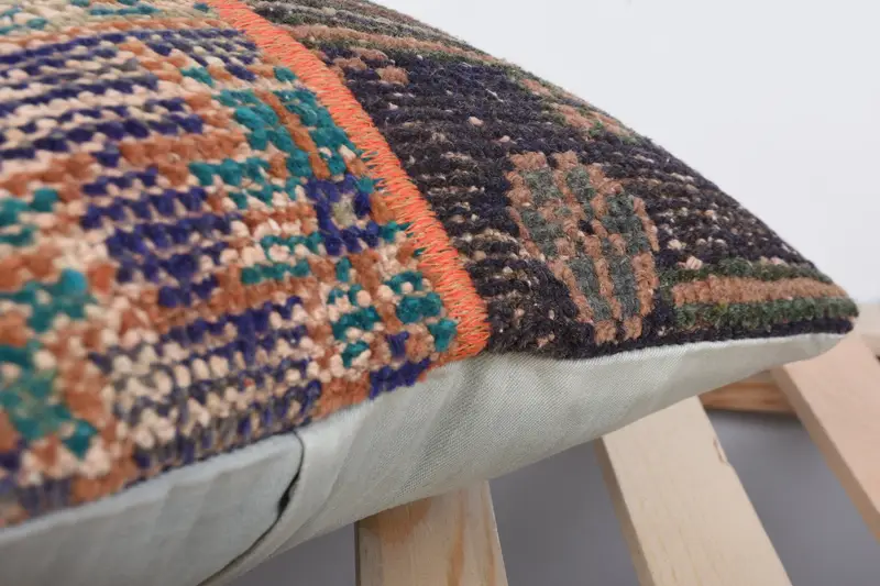 16x16 Blue Cushion Cover, Decorative Cushion Cover, Antique Pillows, Cushion Case, Kilim Pillow, Garden Pillow, Pillow for Sofa - 7