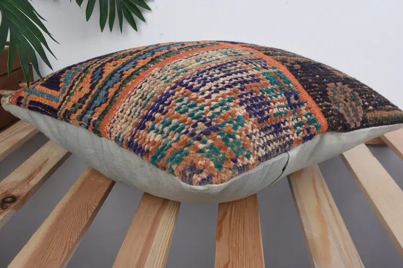 16x16 Blue Cushion Cover, Decorative Cushion Cover, Antique Pillows, Cushion Case, Kilim Pillow, Garden Pillow, Pillow for Sofa - 6