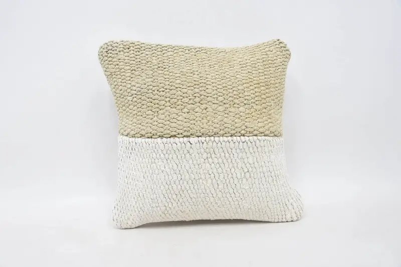 Türkisches beiges Euro-Kissen, gestreift, antik, kleines quadratisches 12 x 12 cm großes Kissen - 1