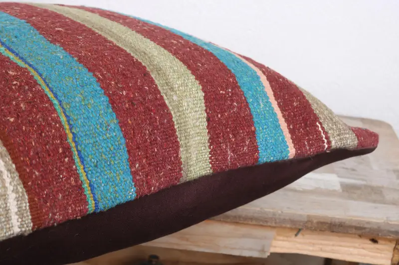 Handmade Pillow Sham, 18x18 Red Cushion Cover, Cushion Cover, Gift Pillow, Pet Pillow Case, Boho Pillow Sham Cover, Kilim Cushion Sham - 6