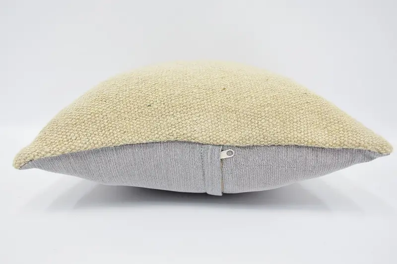 Bright Pillow Sham, 16x16 Beige Cushion Cover, Throw Kilim Pillow, Pillow Case, Vintage Throw Cushion Cover, Gift Pillow, Kilim Cushion Sham - 5