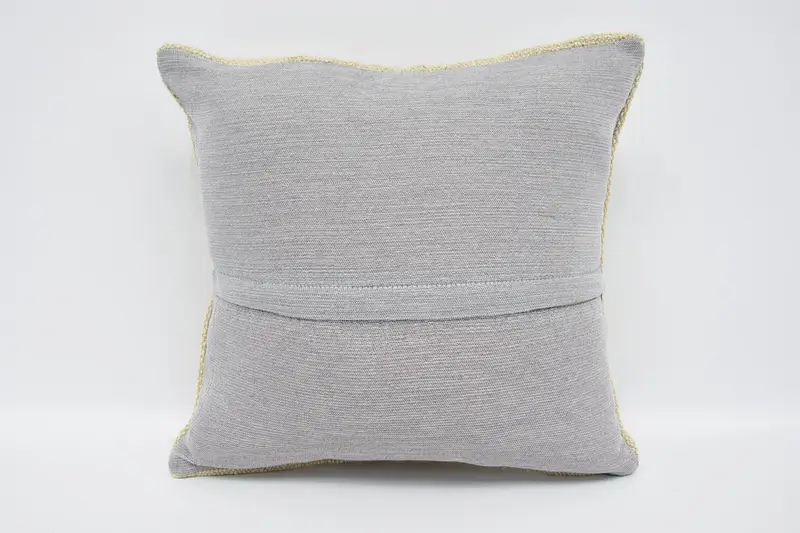 Bright Pillow Sham, 16x16 Beige Cushion Cover, Throw Kilim Pillow, Pillow Case, Vintage Throw Cushion Cover, Gift Pillow, Kilim Cushion Sham - 6