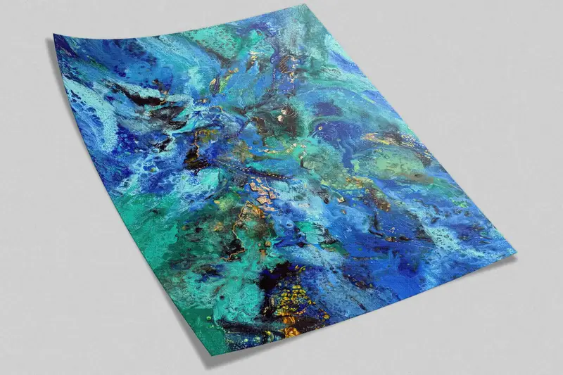 Wandabdeckung, Goldpapier aus goldenem Marmor, grünes und blaues Marmorwanddruck, moderne Wandmalerei, schimmerndes Wandgemälde, Papierhandwerk, abstrakte Kunst, - 4
