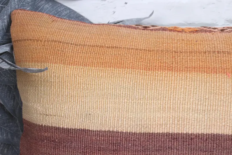 Cotton Pillow Cover, Kilim Cushion Sham, 12x20 Orange Pillow, Turkish Pillow, Chair Cushion, Home Decor Pillow, Cushion Cover, Accent Throw Pillow - 2