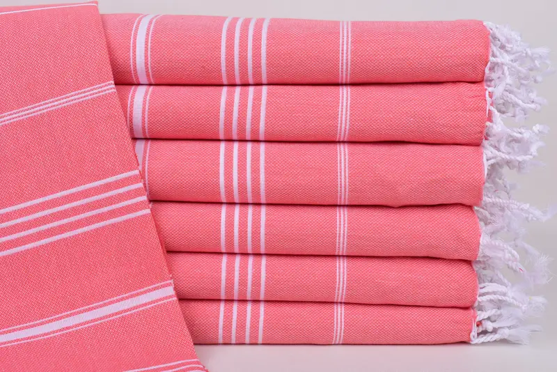 Beach Size Towel, Personalized Gifts, 70x40 Inches Vermilion Striped Towel