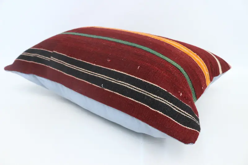 Turkish Kilim Pillow, Nomadic Cushion, Vintage Kilim Throw Pillow, Throw Kilim Pillow, Turkish Corner Pillow, Pillow Sham, 20x28 Red Pillow Case - 6