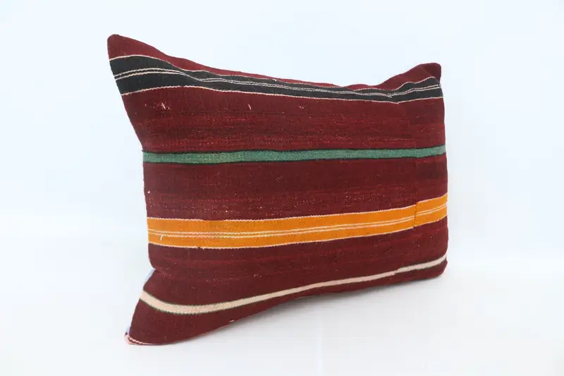Turkish Kilim Pillow, Nomadic Cushion, Vintage Kilim Throw Pillow, Throw Kilim Pillow, Turkish Corner Pillow, Pillow Sham, 20x28 Red Pillow Case - 3