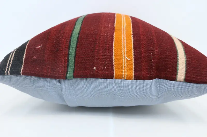 Turkish Kilim Pillow, Nomadic Cushion, Vintage Kilim Throw Pillow, Throw Kilim Pillow, Turkish Corner Pillow, Pillow Sham, 20x28 Red Pillow Case - 5