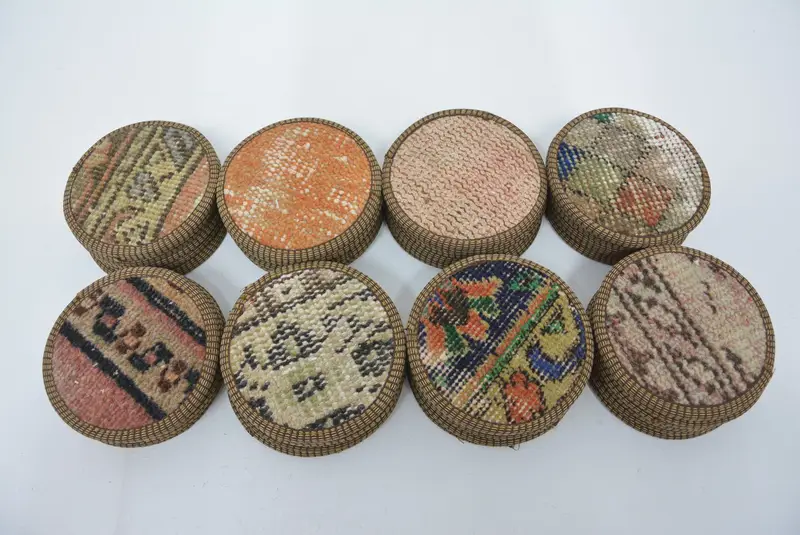 Patrón Kilim único, juego de posavasos redondos de seis