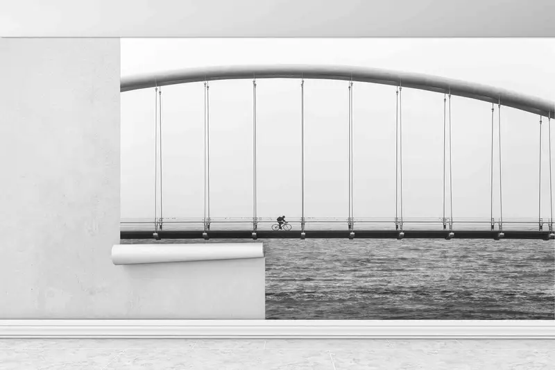 Landscape Wall Poster, City Wall Stickers, Bridge On Bike Landscape Wall Art, Bike Lover Gift Paper Craft, Housewarming Gift, Bridge Art, - 7