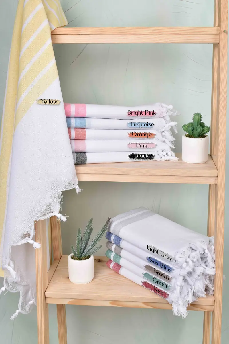 Handwoven Turkish bath towel, Monogram Turkish Towel, Personalized Gift For Him, Quick-dry towel, Large Turkish Towel, 70x40 Cotton Striped Towel - 1