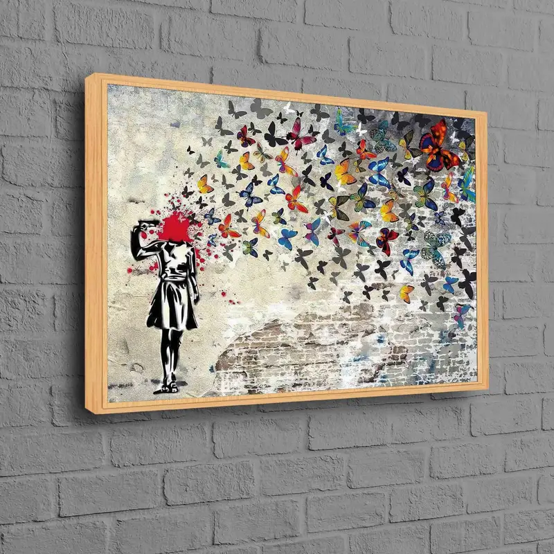 Büyülü Kanvas: Banksy Kelebek Kız Kanvas Tablo
