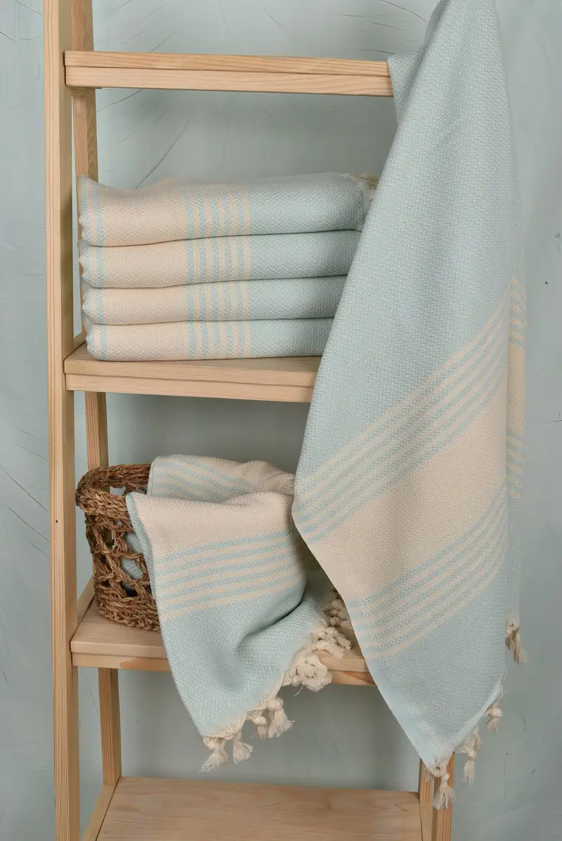 Quick-drying cotton Turkish beach towel, Summer Gift, Wedding Gift, 70x40 Cotton Striped Towel, Merry Christmas Gifts, Organic towel, Holiday Towel - 3