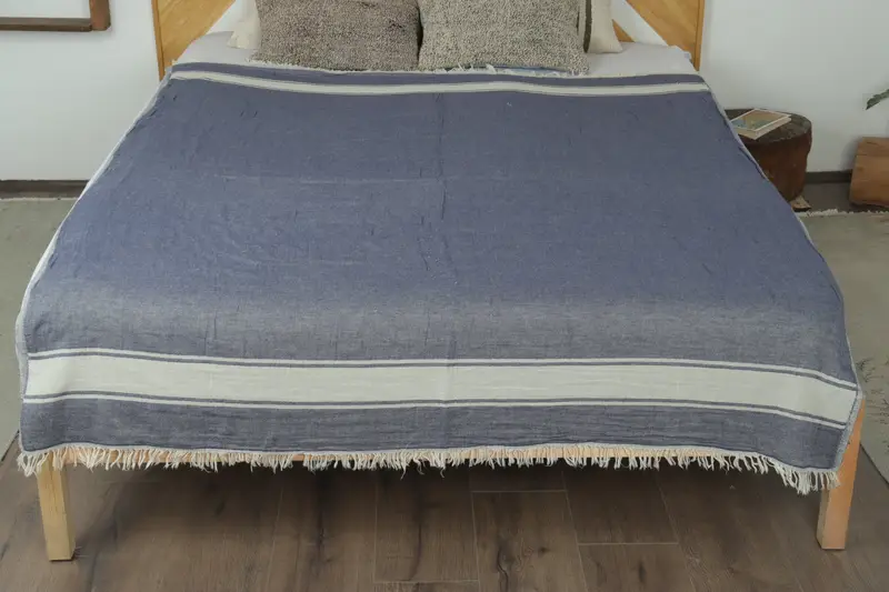 Woven Blanket, Custom Blanket, Turkish Beach Blanket, Throw Blanket Couch, Turkish Bedcover, Welcome Wedding Gift, 70x60 Cotton Striped Towel - 8