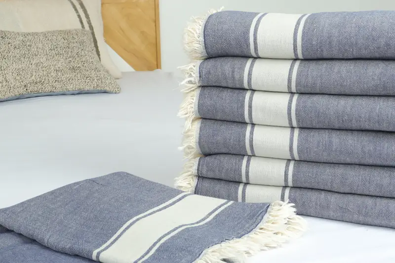 Woven Blanket, Custom Blanket, Turkish Beach Blanket, Throw Blanket Couch, Turkish Bedcover, Welcome Wedding Gift, 70x60 Cotton Striped Towel - 3