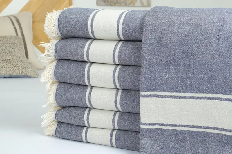 Woven Blanket, Custom Blanket, Turkish Beach Blanket, Throw Blanket Couch, Turkish Bedcover, Welcome Wedding Gift, 70x60 Cotton Striped Towel - 2