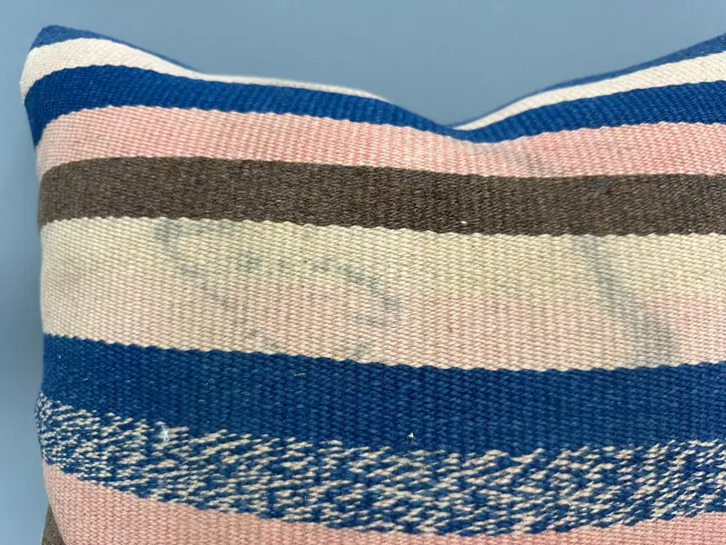 20x20 Blue Pillow Sham, Car Cushion Case, Kilim Cushion Sham, Vintage Pillow, Pillow Case, Muted Pillow Sham, Turkish Kilim Pillow - 5