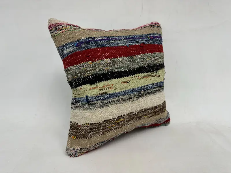 Living Room Throw Pillow, Boho Pillow, Ethnical Kilim Rug Pillow, Pillow, 20x20 Beige Cushion, Toss Cushion Cover, Pillow for Couch - 3