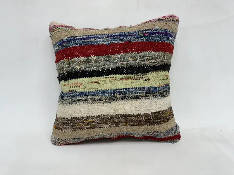 Living Room Throw Pillow, Boho Pillow, Ethnical Kilim Rug Pillow, Pillow, 20x20 Beige Cushion, Toss Cushion Cover, Pillow for Couch - 1
