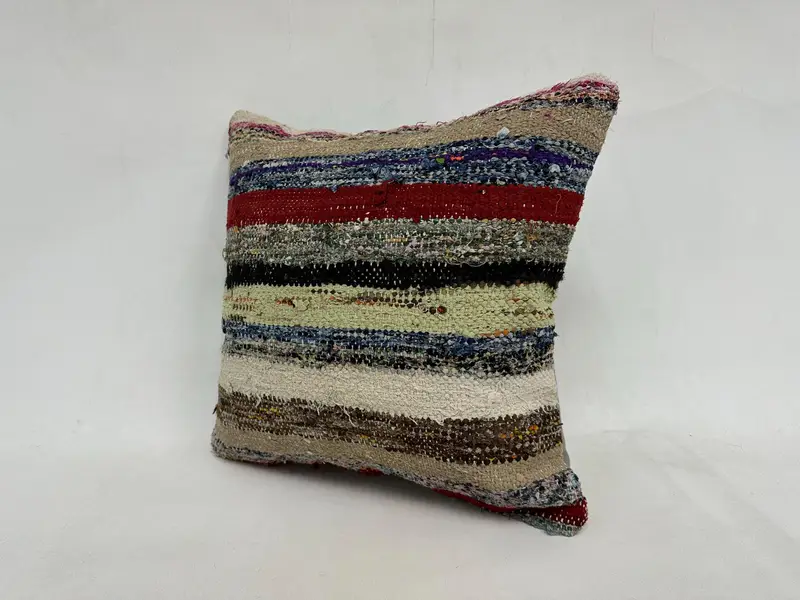 Living Room Throw Pillow, Boho Pillow, Ethnical Kilim Rug Pillow, Pillow, 20x20 Beige Cushion, Toss Cushion Cover, Pillow for Couch - 4