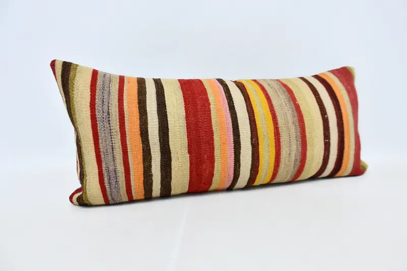 16x36 Red Cushion Case, Boho Pillow Sham Cover, Indoor Pillow, Pillow, Kilim Pillow, Seat Pillow Cover, Kilim Pillow Cover - 3