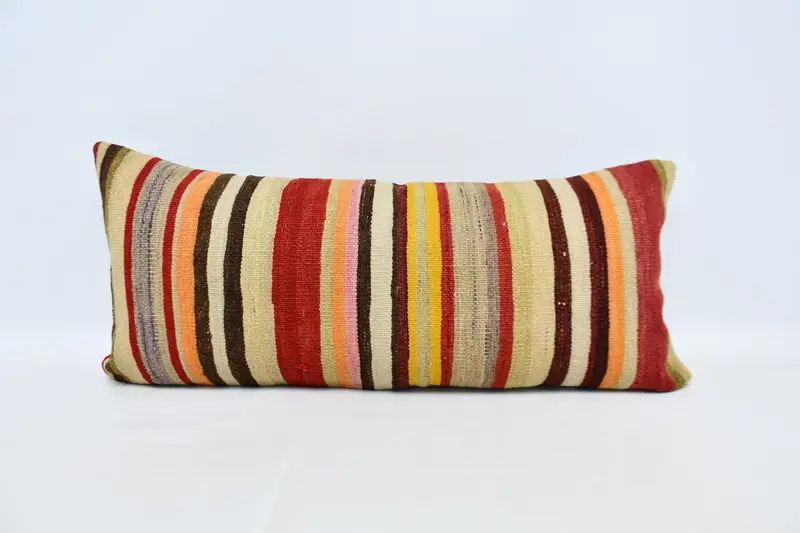 16x36 Red Cushion Case, Boho Pillow Sham Cover, Indoor Pillow, Pillow, Kilim Pillow, Seat Pillow Cover, Kilim Pillow Cover - 1