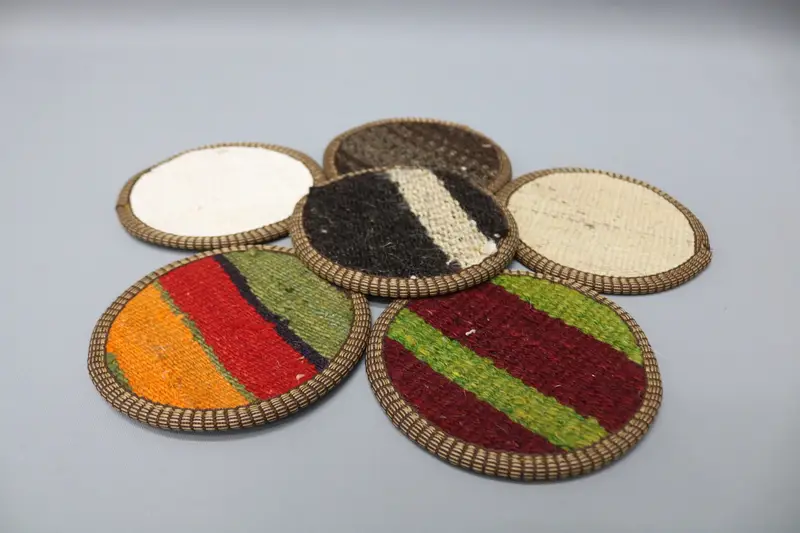 Unique Striped Coaster Set, Red and Green Non-Slip Coasters