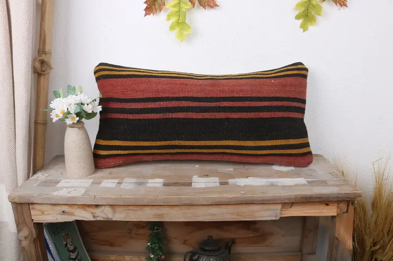 12x24 Red Cushion Cover, Cushion, Interior Designer Pillow, Bohemian Cushion Pillow Sham, Vintage Kilim Throw Pillow, Throw Kilim Pillow - 1