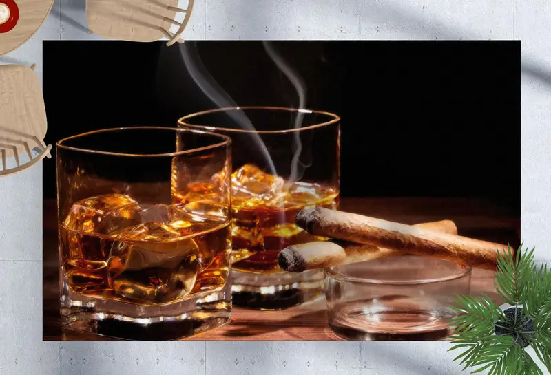 シガーバー、男の洞窟、ロフト用のエレガントなプリントラグ