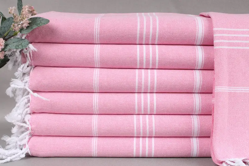 Custom Turkish Towel Monogram Beach Towel Pink Striped 40x71 Inches