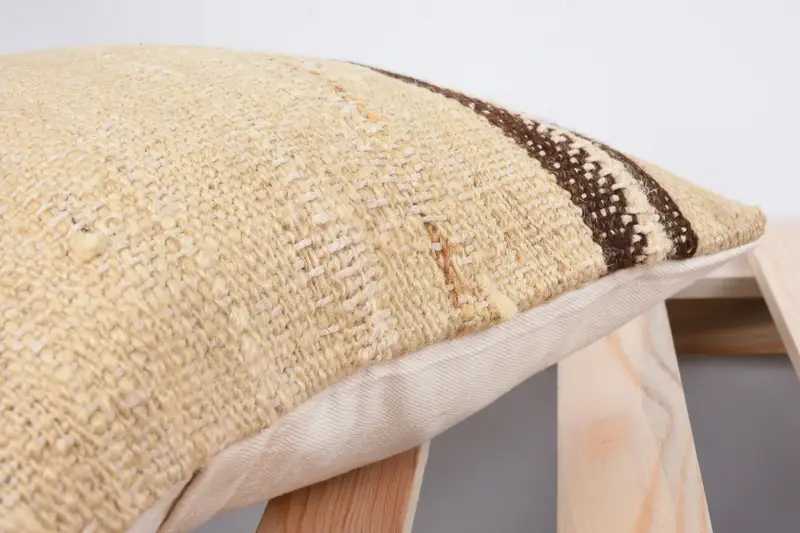 Pillow Sham, Art Deco Pillow Case, 12x12 Beige Cushion Case, Ethnical Kilim Rug Pillow, Accent Cushion, Turkish Kilim Pillow, Vintage Kilim Pillow - 7