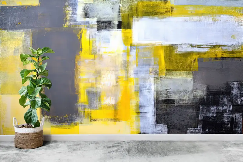 Çağdaş Sarı Baskılı Duvar Kağıdı: Trendy, Minimal, Zarif Tasarım