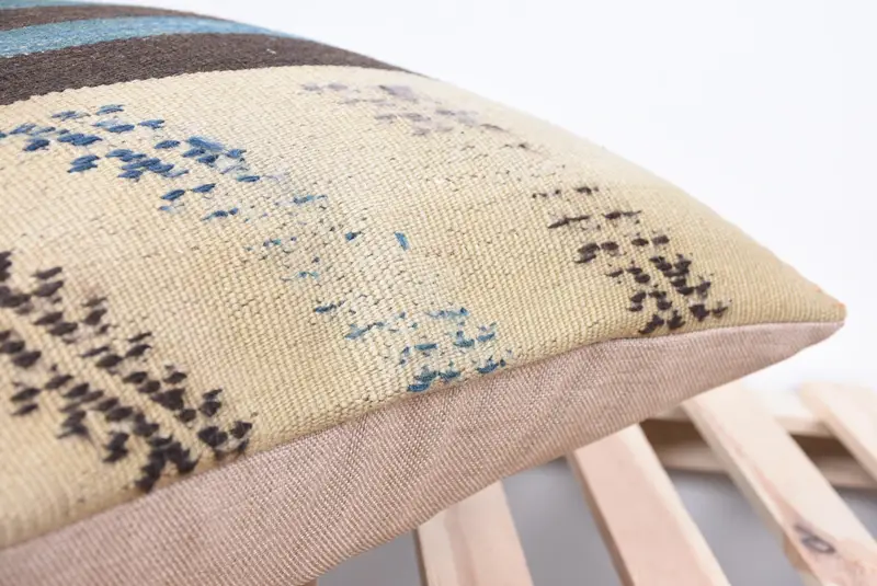 Kilim Pillow, Colorful Pillow Sham, Pillow Sham, Vintage Kilim Pillow, Boho Throw Pillow Case, 18x18 Beige Pillow, Pillow for Couch - 7