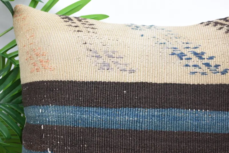Kilim Pillow, Colorful Pillow Sham, Pillow Sham, Vintage Kilim Pillow, Boho Throw Pillow Case, 18x18 Beige Pillow, Pillow for Couch - 2