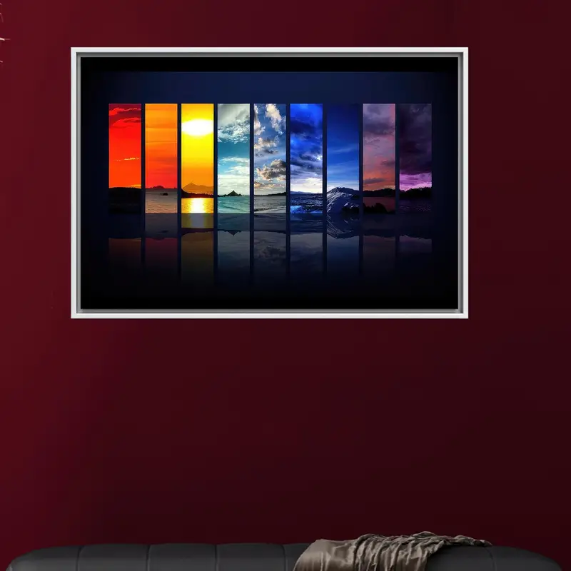 鮮やかな夕日の海景キャンバス: 自然のカラフルなシンフォニー