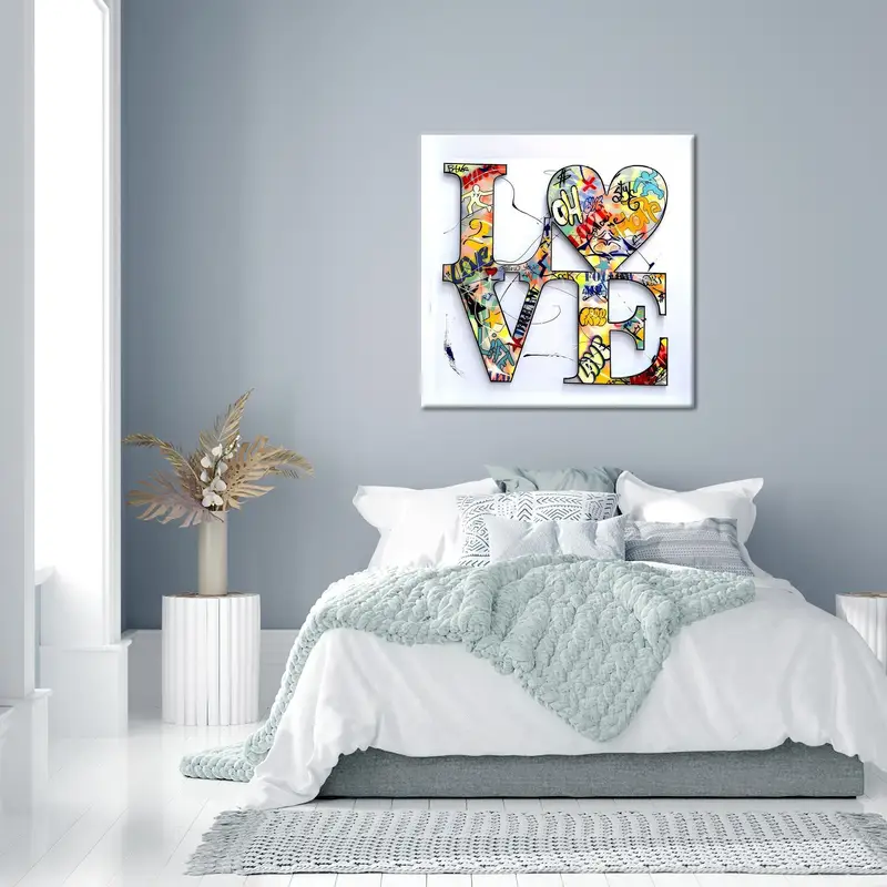 Love Graffiti Art, Love Canvas Decor, Modern Canvas Decor, Valentines Day Gift, Canvas Wall Art Love Wall Hanging Art, Home Decor Wall Art - 2