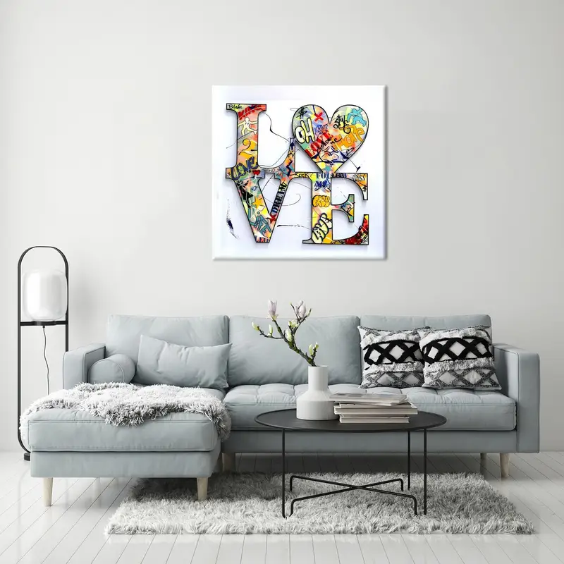 Love Graffiti Art, Love Canvas Decor, Modern Canvas Decor, Valentines Day Gift, Canvas Wall Art Love Wall Hanging Art, Home Decor Wall Art - 1