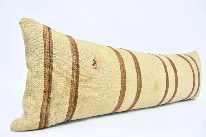 Pillow for Couch, Handmade Kilim Cushion, One Of A Kind Cushion Cover, 16x48 Beige Pillow Case, Antique Pillows, Pillow Case, Nomadic Cushion Cover - 3