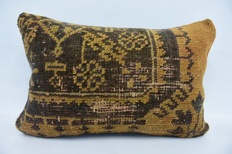 Pillow for Sofa, Armchair Pillow, Muted Cushion Case, Boho Pillow, Pillow Cover, Aztec Cushion Case, 16x24 Brown Cushion Case, Kilim Cushion Sham - 1