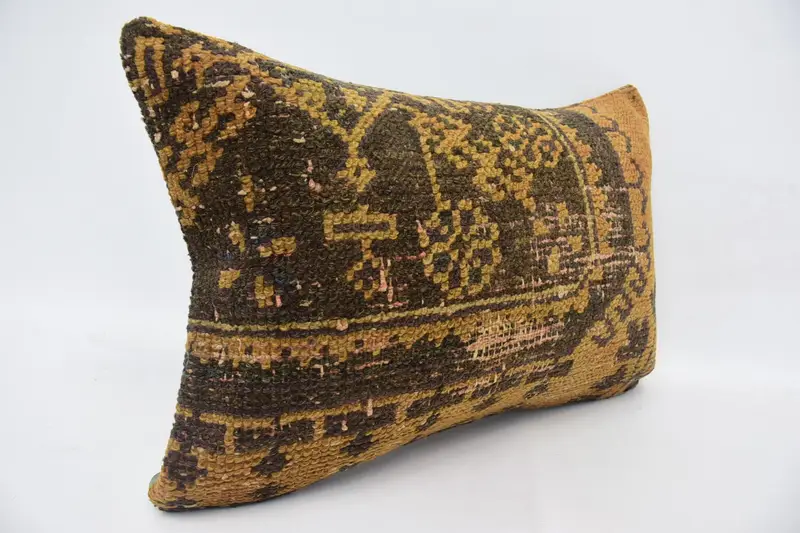 Pillow for Sofa, Armchair Pillow, Muted Cushion Case, Boho Pillow, Pillow Cover, Aztec Cushion Case, 16x24 Brown Cushion Case, Kilim Cushion Sham - 3