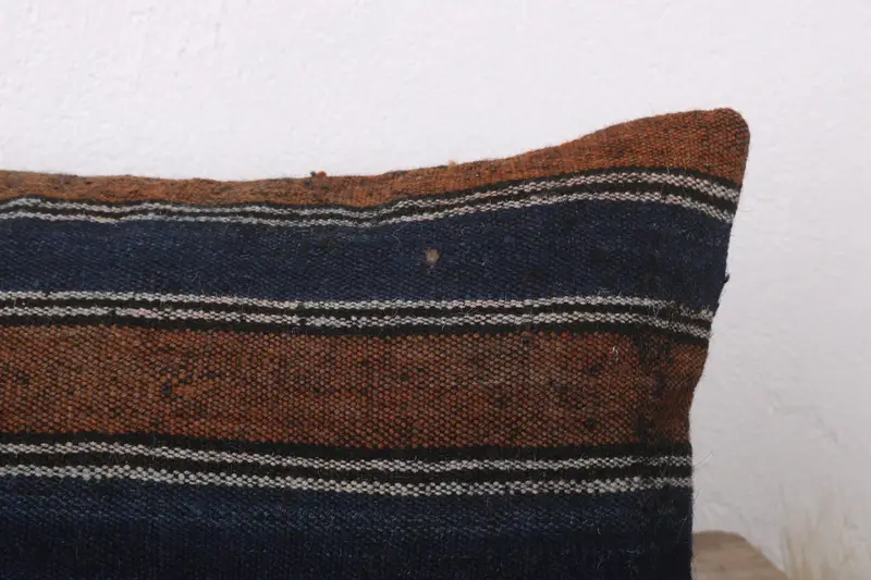 Vintage Kilim Pillow, Turkish Kilim Pillow, Shabby Chic Pillow Cover, 12x24 Blue Pillow Sham, Interior Designer Pillow, Pillow Case - 5