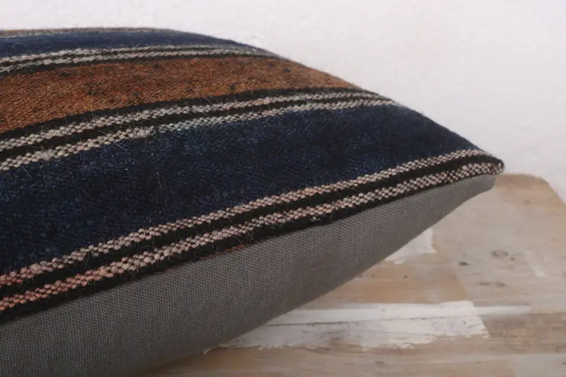 Vintage Kilim Pillow, Turkish Kilim Pillow, Shabby Chic Pillow Cover, 12x24 Blue Pillow Sham, Interior Designer Pillow, Pillow Case - 6