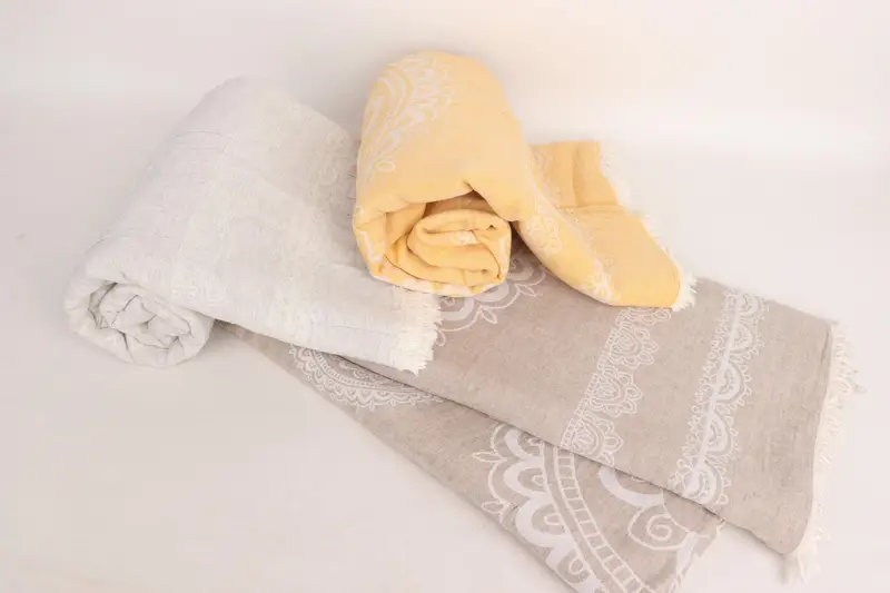 Wedding Favors, Bridesmaid Gift, 88x80 Cotton Ethnic Design Towel, Family Gift Basket, Custom Blanket, Boho Throw Blankets, Turkish Cotton Blanket - 3