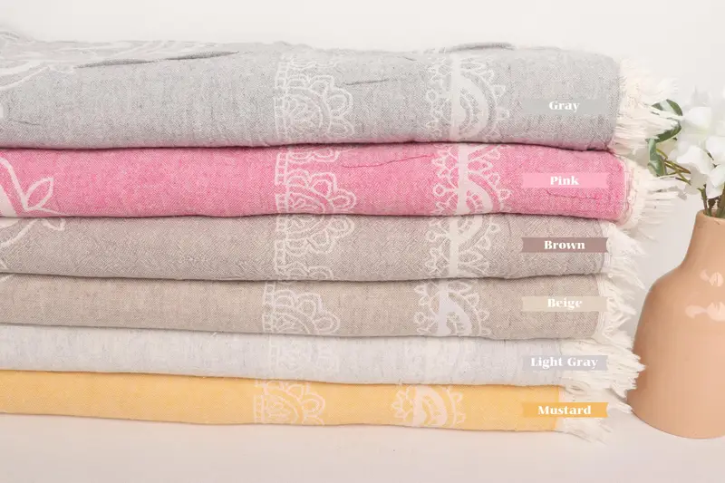 Wedding Favors, Bridesmaid Gift, 88x80 Cotton Ethnic Design Towel, Family Gift Basket, Custom Blanket, Boho Throw Blankets, Turkish Cotton Blanket - 1
